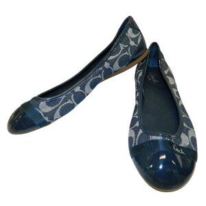 Coach Cecile Navy Blue Signature Canvas Ballet Flats Womens Shoes Size 7